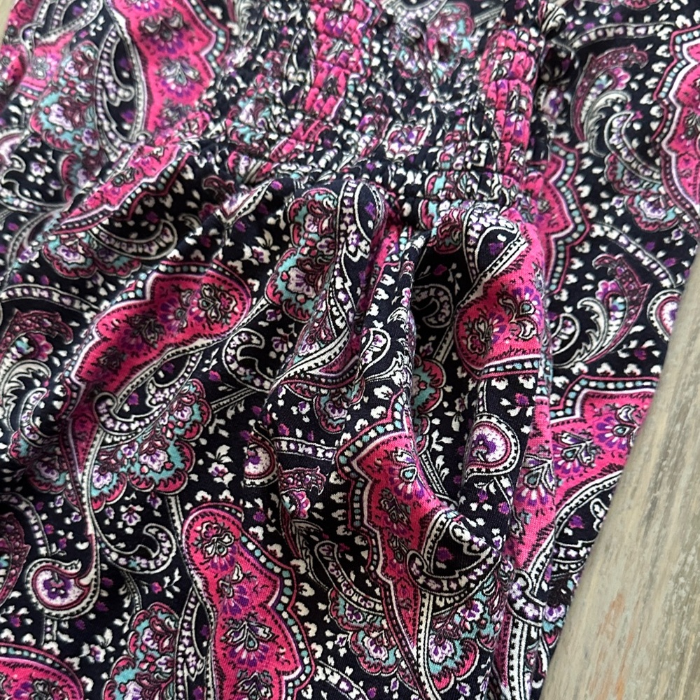 Urban Coco Paisley Print Casual Pants Pink and Black - Picture 3 of 4